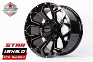 Cosmis Stra Offroad ขอบ 18”x กว้าง 9” ET0 6รู/139.7 สีดำเงาขลิบทอง (4 วง)