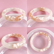 櫻花瑪瑙手鈪 手鐲 小圈口 51.5 果凍粉 成型小花 粉色水晶共生 仙氣 微瑕特價