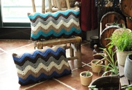 地中海 小長枕手勾抱枕靠墊田園海洋風情靠包腰枕頭