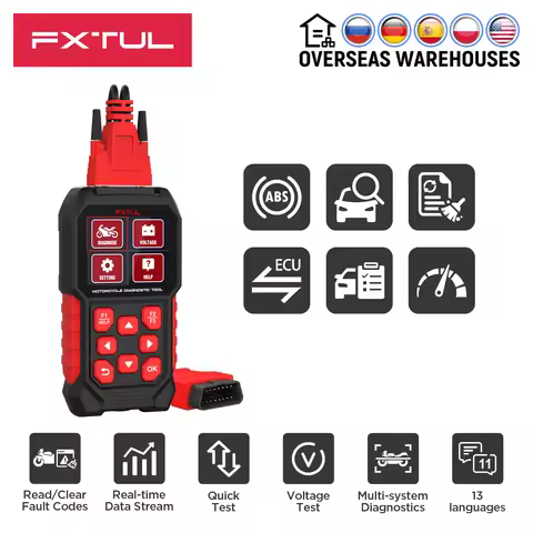 FXTUL M4 Motorcycle Scanner Code Reader Engine ABS Tire Pressure LMMO System OBD2 Diagnostic for Hon