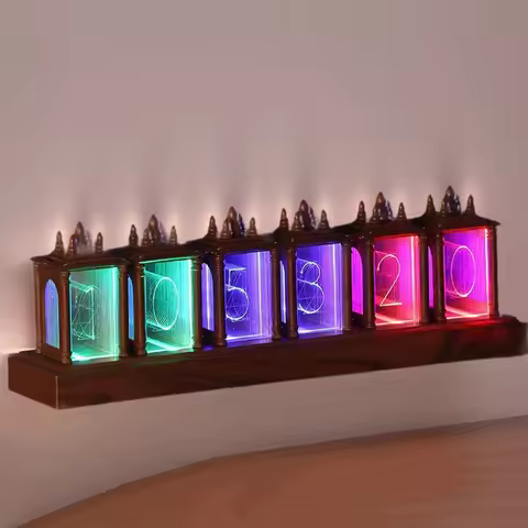 Glow Tube Table Clocks Diy Art Gift Clock Esports Tabletop RGB Retro Digital Clock Transparent Acryl