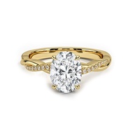 Real Moissanite Ring Pass Diamond Test GRA Certified 925 Sterling Silver 18K Gold Plated D Color Ova