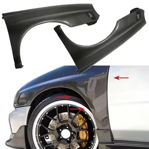 Pair Carbon Fiber Front Vented Fenders Wings Panel Replace for Subaru Impreza WRX Sedan 2002-03