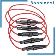 [Baoblaze1] 5 Pieces Fuse Holder 18 Gauge AWG Wire 250V Black Universal 5x20mm 7