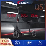 『Warranty 1 Year』SEALUP Q5 Foldable Scooter for Adult 200KG Travel Distance 40-150KM Waterproof IP54 Escooter Foldable for Adult Ebike Motorbike Removeable Seat Folding E-Scooter 500W Top Speed 55KM/H for Adult sealup EBike 2 Wheel Scooter