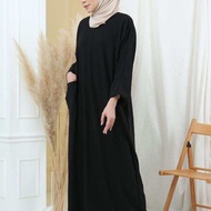 Jubah Muslimah Labuh Umrah Murah Wanita Perempuan Plain Ironless Plus Size Abaya Black Women Woman Dress S to 6XL