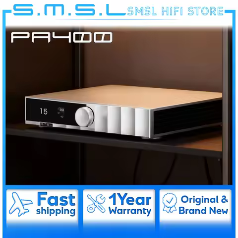 SMSL PA400 Hi-Fi Gallium Nitride Power Amplifier PGA2311 500Wx2 XLR Mono Bridge RCA Stereo 0.003% TH