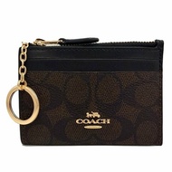 [全新] COACH  C LOGO悠遊卡夾鑰匙零錢包(深咖)