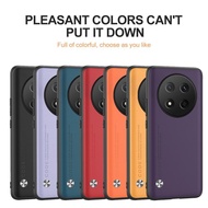 Plain PU Leather Back Case For Honor X9c Soft Silicon Frame Shockproof Cover Honar Honor X9c X60 Pro