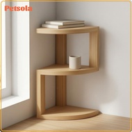 petsola Curved Edges Wooden Corner Shelf Space-Saving Wood Corner Bookshelf Multi-Functional