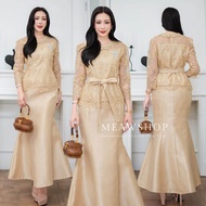 M-4XL ชุดไทยประยุกต์ ออกงาน ไปงาน Set เสื้อลูกไม้ + กระโปรงผ้าไหม ชุดแม่เจ้าสาว ชุดแม่เจ้าบ่าว ชุดแม