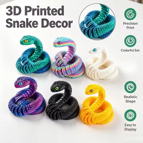 3D Creative Printed Toys Snake Model Sensory Toys Desktop Ornament 3D Printed Snake Desktop Articula