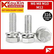 hexagon bolt & nut washer | bolt and nut | hex screw | screw & nut 316 stainless steel M6/M8/M10/M12