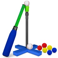 CeleMoon Foam Tball Set for Kids Toddlers 3-5, T Ball Baseball Softball Bat Set Adjustable Batting T