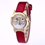 Light Board Mechanical Cat Glasses Watch Cat Face Small Belt Children Watch Cartoon Student Watch