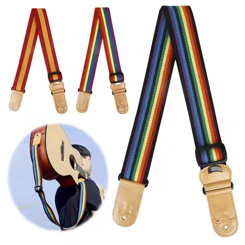 Guitar Strap Adjustable Guitar Shoulder Strap with Guitar Picks and Pick Pocket Ukulele Strap for El