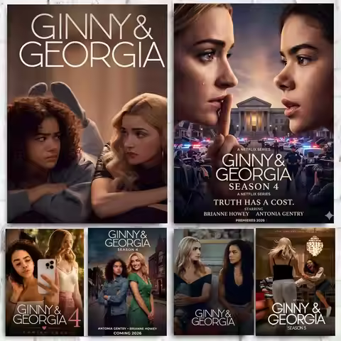 TV Series Ginny & Georgia Poster Self-adhesive Art Waterproof Paper Sticker Coffee House Bar Room Wa