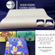 Young latex pillow for babies, anti-fatigue shoulder mark design, neck, cotton pillow cover absorbent sweat well Mai Vu bedding