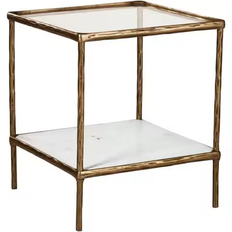 Contemporary Accent Table, Antique Brass Finish 21"D x 21"W x 25"H 53 Pounds