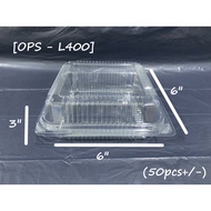 OPS L400 | [6"] Square Plastic Container | 50pcs+/- | READY STOCK