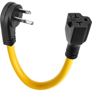 [4-in-1]12AWG Flat 15 Amp Household AC Plug to 20 Amp T Blade Adapter Cable 1FT, Thin-Type 45 Degree