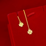 AA5 916 Gold Springs Earrings/Four-Leaf Ear Line Earrings Small Fresh Clover /gold 916