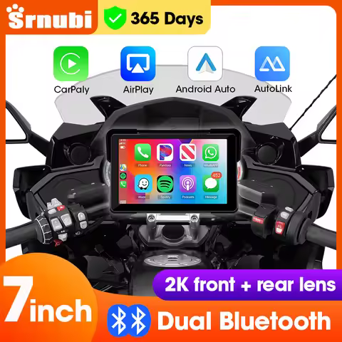 7 inch Motorcycle DVR Navigation CarPlay 2K Camera IP67 Waterproof Host Dual Bluetooth Wireless Andr