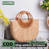 Straw Tote Bag Large Capacity Shape Bohemia Round Top Handle Rattan Bag for Women Beach Camping Trav