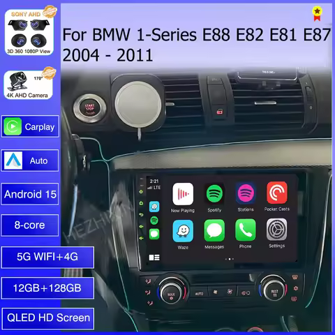 Android 15 For BMW 1-Series E88 E82 E81 E87 2004 - 2011 2K QLED Android Car Radio Multimedia Video P