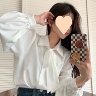 White Ladies Long-Sleeved Shirt with Inner Collar - Stylish & Casual U8N7