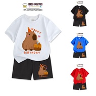 Bộ Cotton Trẻ Em CAPYBARA ART 3 Size 7-32kg 4 Màu Áo 95% Cotton 5% Spandex Quần Áo Cotton Cho Bé