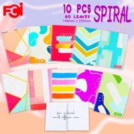 FCI Assorted Design Spring Notebook (SPIRAL NOTEBOK) 80 Leaves For High School Students Use Sold per