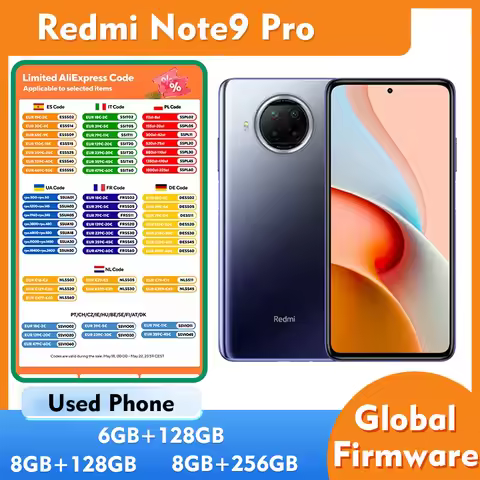 Redmi Note9 Pro 5G Android 6.67inch 2400x1080 Screen ROM 128GB/256GB Dual SIM 4820mAh Battery in goo