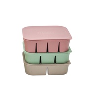 Bluemama 矽膠嬰兒副食品分裝盒3件組  4格+6格+12格  米色+薄荷綠色+粉紅色  1組