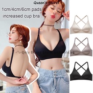 Japan SUJI 16.0 backless bra,1cm/4cm/6cm Expanded thick cup  push up bra,deep-U back traceless bra, no-wire thin bra,A cup bra,crossed shoulder straps beautiful back bra