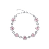 FANCIME "Glamour Radiance" October Birthstone Fancy Cut White Opal Sterling Silver Tennis Bracelet