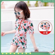 🍒sdhfif.my🍒 Children's Swimsuit Girls Korean Style One-piece Short-sleeved GKids Swimsuit /Baju Rena