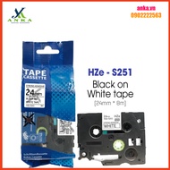 Hze-s251 Printing Label (TZe-S251, TZ2-S251), 24mm X 8m, Red Letters On White Background