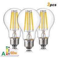 3PCS A19 E27 4W Vintage Globe LED Light bulbs 860Lumen A Level Energy Efficiency Equivalent to 60W G