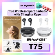 Awei T75 True Wireless Sports Earbuds with Charging Case TWS Bluetooth Earbuds Smart Touch Sport Wireless Earbuds IPX4