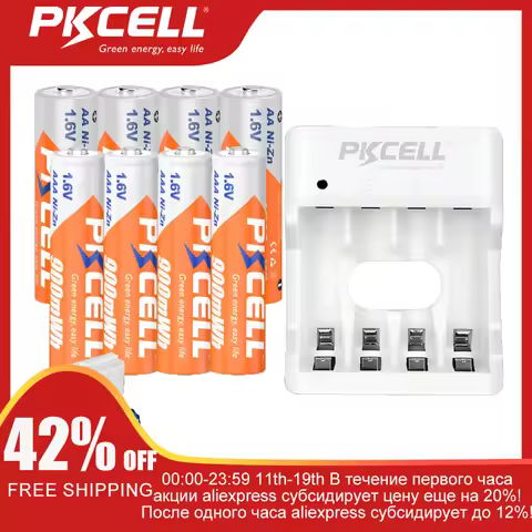 PKCELL 4PC 1.6V AA 2500mWh Battery And 4PC AAA 900mWh 1.6V NI-ZN Rechargeable Battery for Toys Flash