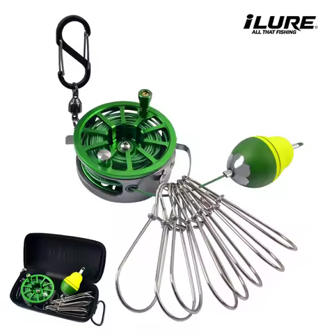 Telescopic Live Fish Lock Buckle High-speed Stainless Steel Fishing Stringer 8Snaps Waist Hang Fish