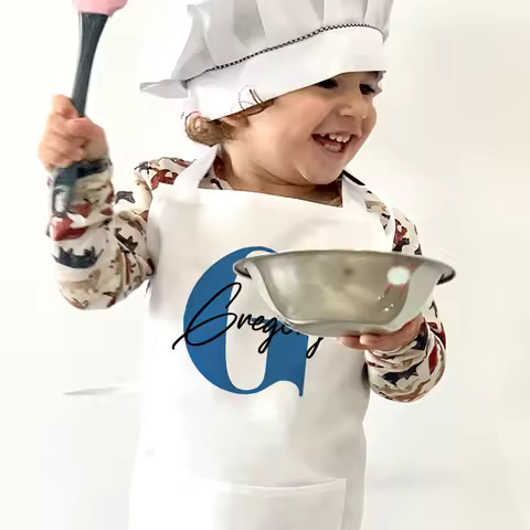 Custom Personalized Kitchen Aprons Child's Name Apron Christmas Gift Baking Apron Toddler Apron Pers