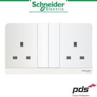 Schneider AvatarOn 13A 250V 2 Gang Twin Switched Socket - White