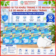 COMBO 10 BAG MAYAN 3D Mask PM 2.5 MEDI adult Mask white (bag of 5) - Minpharmacy