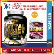 Vital Whey Protein Isolate Halal Vanilla 2kg, with BCAA and Glutamine [Free Glutamine Halal Pharmanu