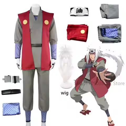 Jiraiya Cosplay Costume for Men Adult Full Set Halloween Party Anime Outfit Toad Sage Role Play Suit