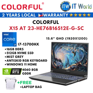 Colorful X15 AT 23-HE76B16512E-G-SC | i7-13700HX | 15.6" QHD | 16GB DDR5 | 512GB SSD | Gaming Laptop