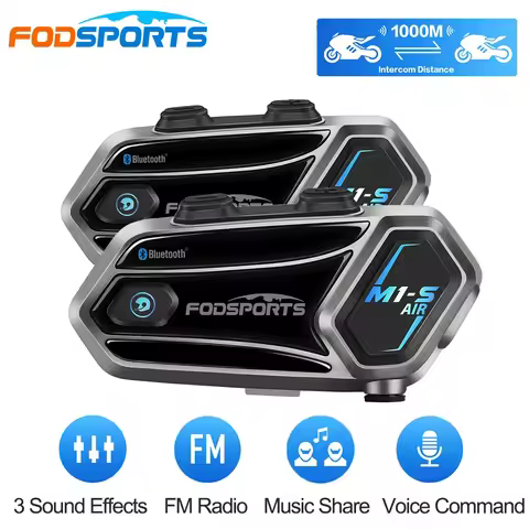New Fodsports M1S-AIR Motorcycle Helmet Intercom QCC Bluetooth Helmet Motorcycle Intercoms for 2 Rid