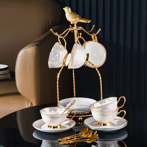 European Bone China Coffee Cup Set Fine Grain Creative Ceramic Phnom Penh Afternoon Tea Cup & Saucer